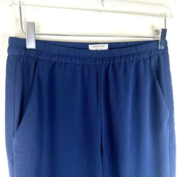 Marine Layer Allison Pant Navy Blue Pull On Elastic Waist Ankle Length SMALL - Picture 4 of 8
